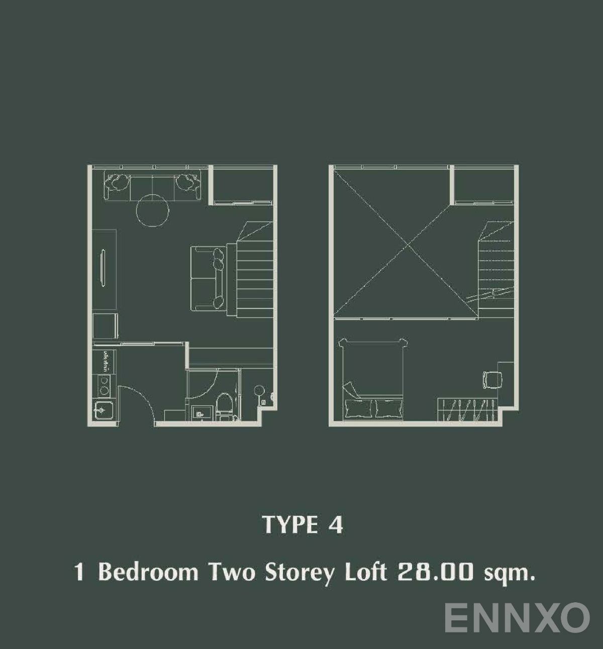 รูปแปลนห้อง Type 4 ของโครงการ The Indeed Condo Park Amata
