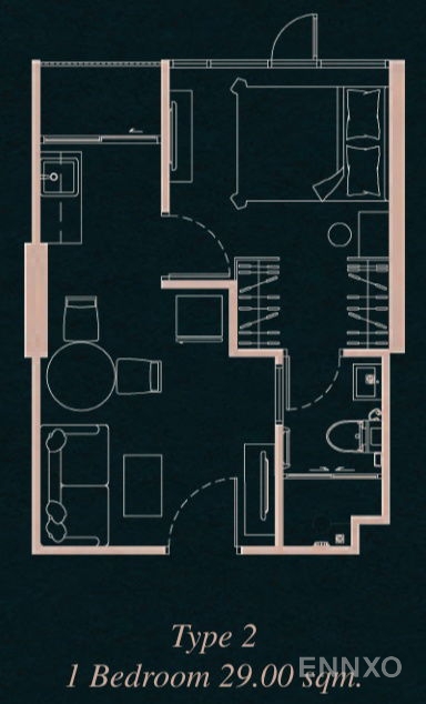 รูปแปลนห้อง Type 2 ของโครงการ ดิ อินดี๊ด คอนโด ไพรม์ อมตะ