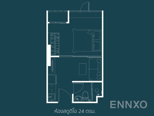 รูปแปลนห้อง Studio ของโครงการ The Indeed Condo Urban Sriracha