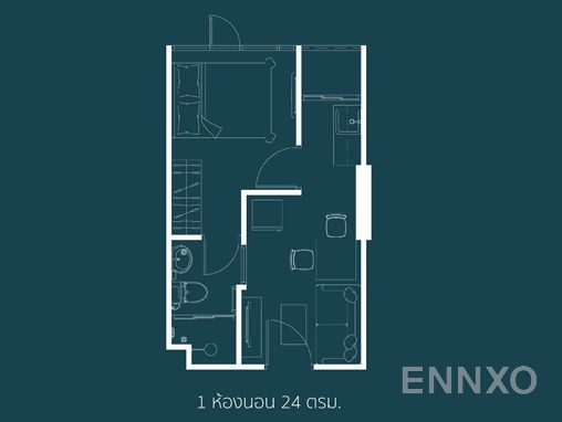 รูปแปลนห้อง 1 Bedroom ของโครงการ The Indeed Condo Urban Sriracha