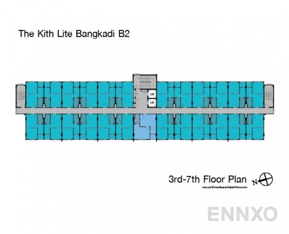 แปลนชั้น ชั้น 3 - 7  (อาคาร B1 - B2) ของโครงการ เดอะ คิทท์ ไลท์ บางกะดี - ติวานนท์