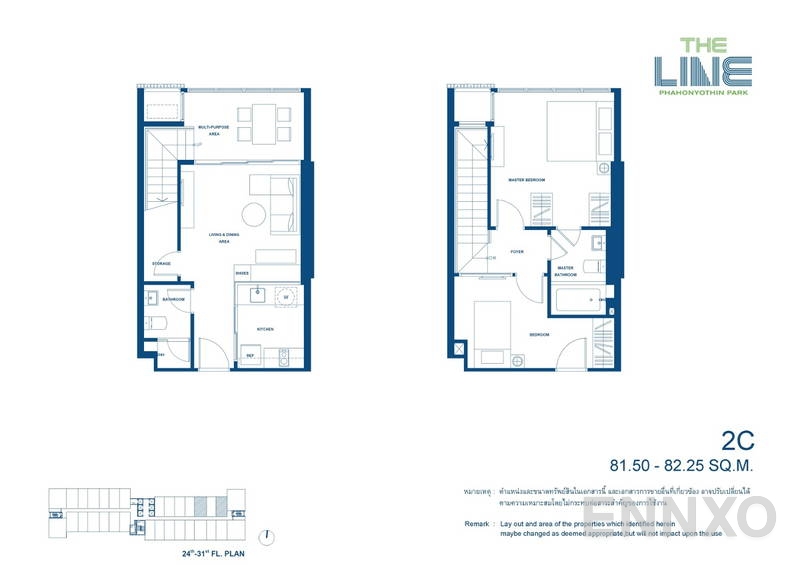 รูปแปลนห้อง Duplex ของโครงการ เดอะ ไลน์ พหลโยธิน พาร์ค