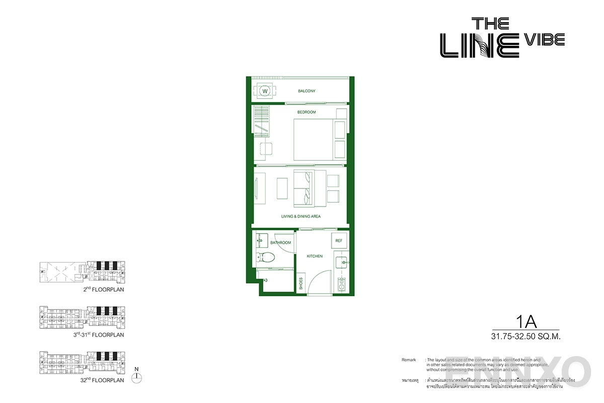 รูปแปลนห้อง 1A ของโครงการ เดอะ ไลน์ ไวบ์