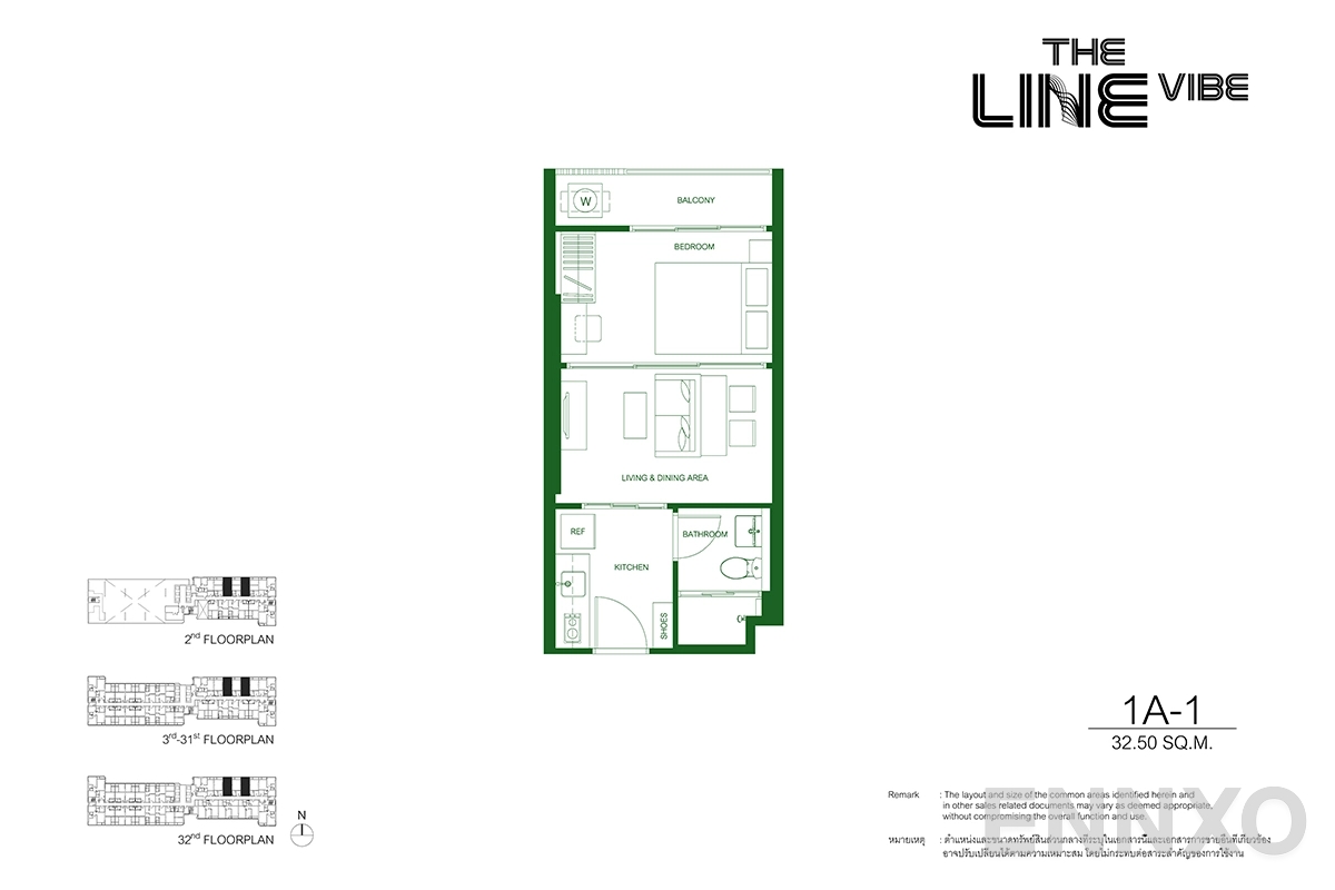 รูปแปลนห้อง 1A-1 ของโครงการ เดอะ ไลน์ ไวบ์