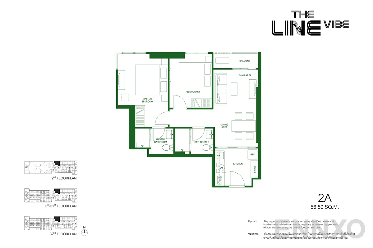 รูปแปลนห้อง 2A ของโครงการ เดอะ ไลน์ ไวบ์