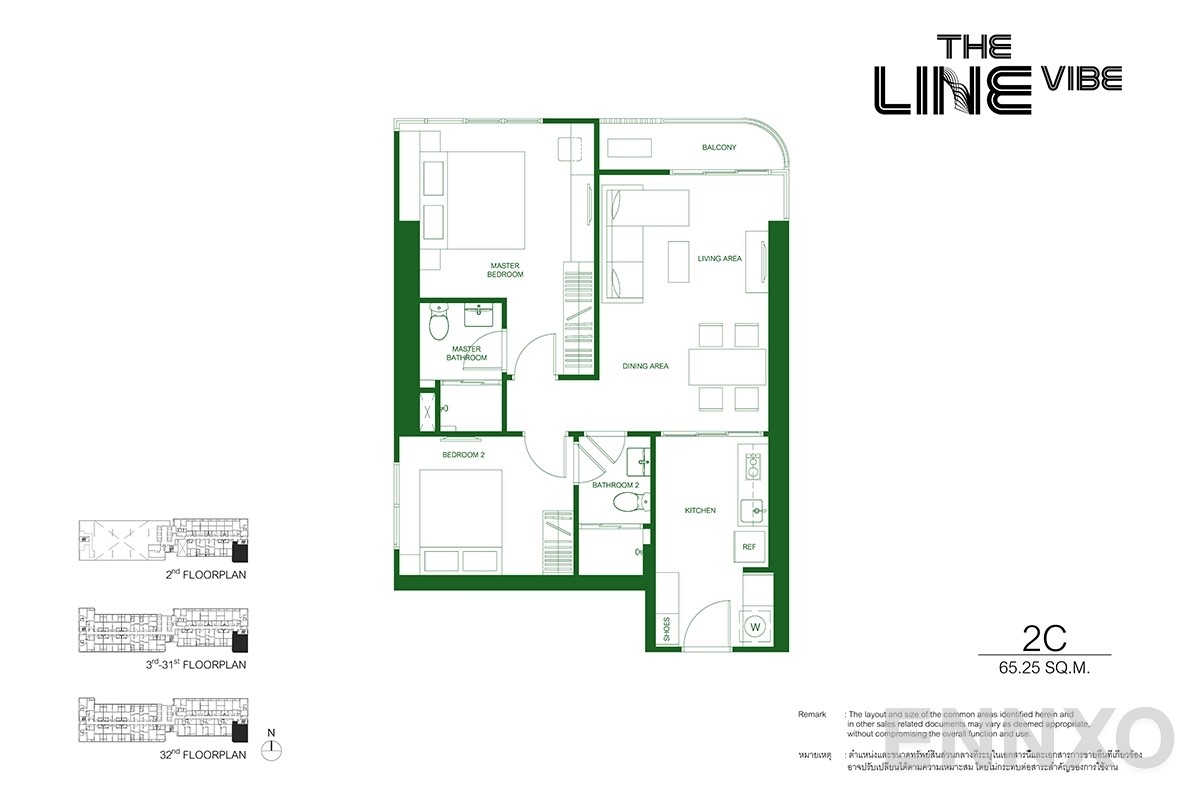 รูปแปลนห้อง 2C ของโครงการ เดอะ ไลน์ ไวบ์
