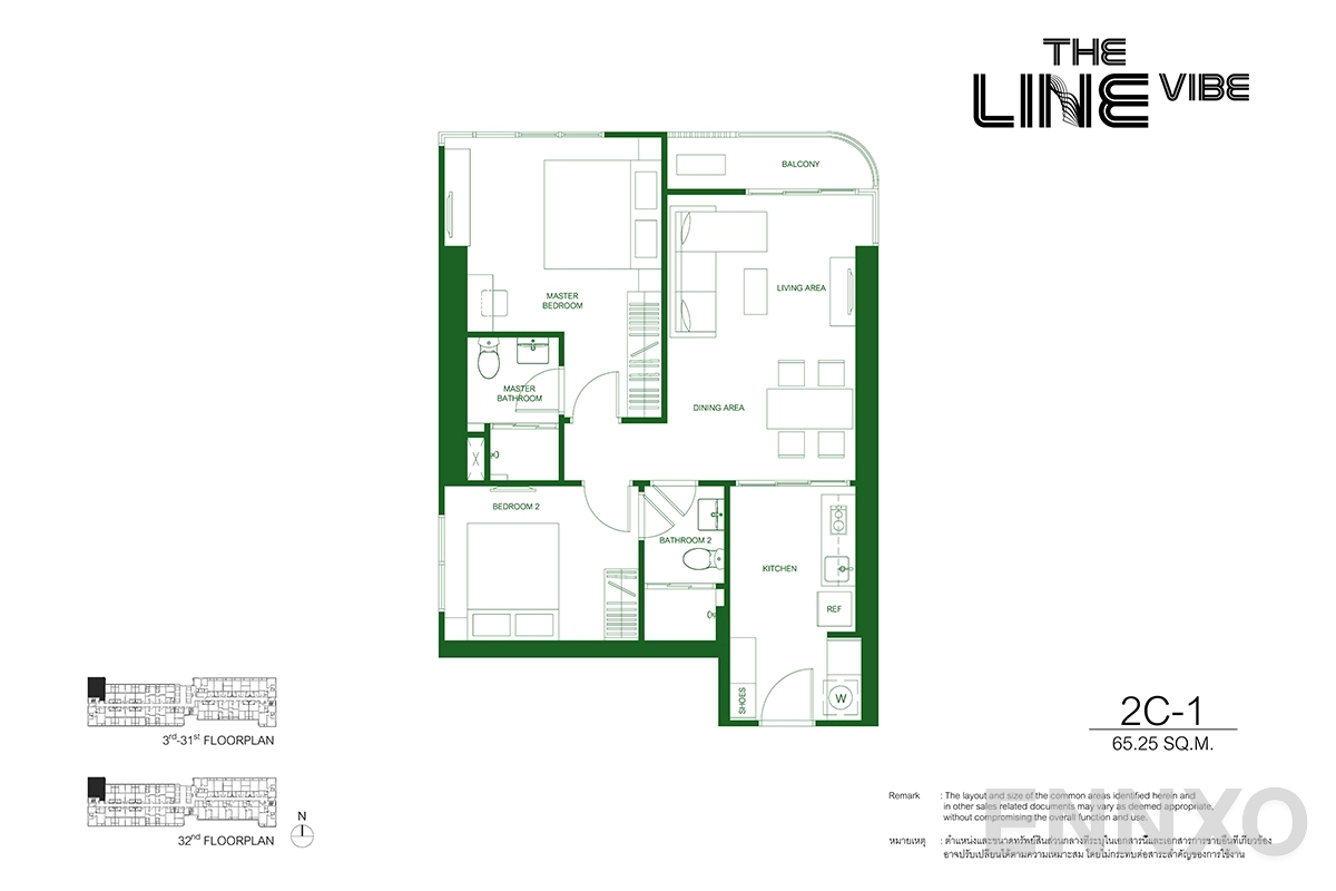 รูปแปลนห้อง 2C-1 ของโครงการ เดอะ ไลน์ ไวบ์