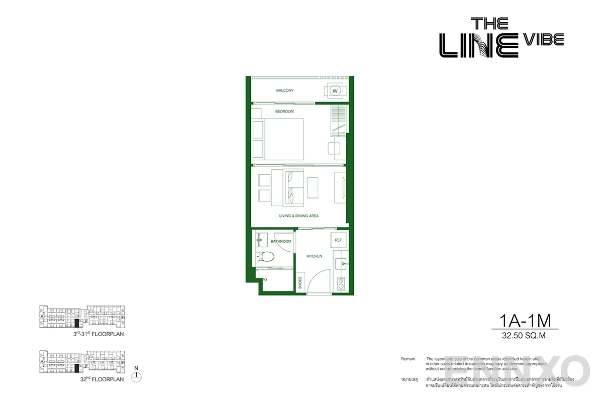 รูปแปลนห้อง 1A-1M ของโครงการ เดอะ ไลน์ ไวบ์