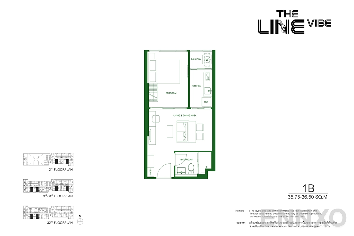รูปแปลนห้อง 1B ของโครงการ เดอะ ไลน์ ไวบ์