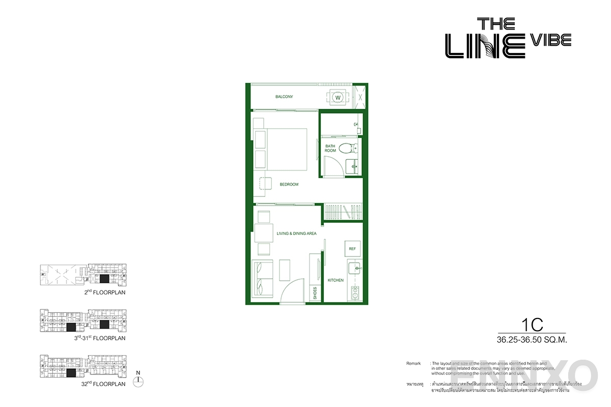 รูปแปลนห้อง 1C ของโครงการ เดอะ ไลน์ ไวบ์