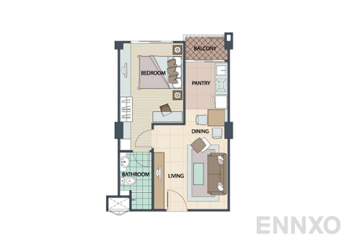 รูปแปลนห้อง Studio ของโครงการ เดอะ ลิงค์ สุขุมวิท 50