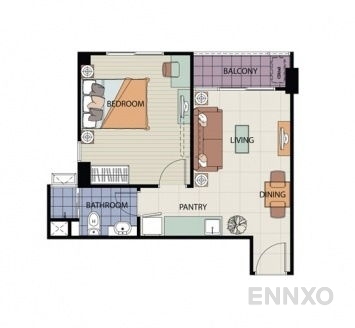 รูปแปลนห้อง 1 Bedroom  ของโครงการ เดอะ ลิ้งค์ สุขุมวิท 64