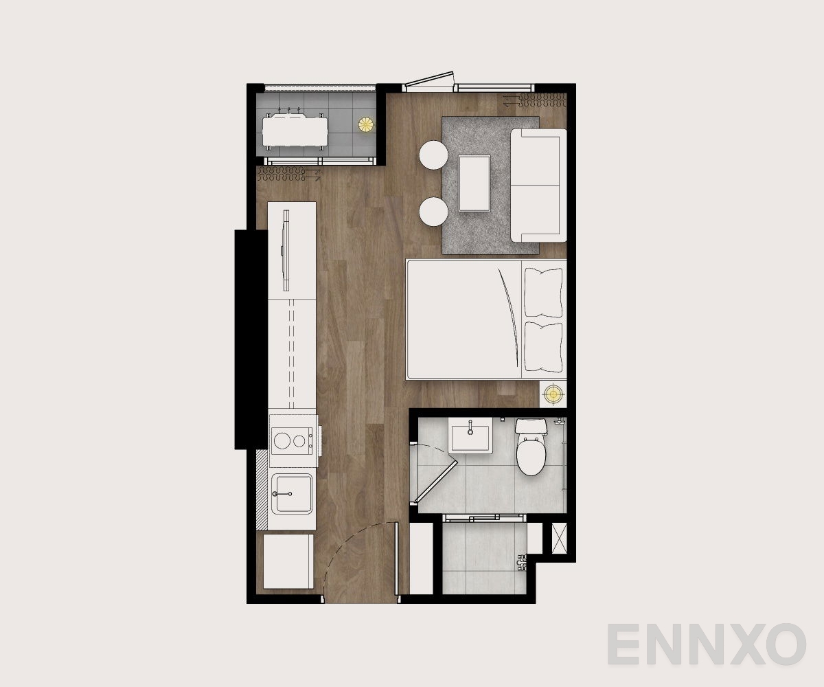 รูปแปลนห้อง Studio ของโครงการ เดอะ ลิฟวิ่น เพชรเกษม