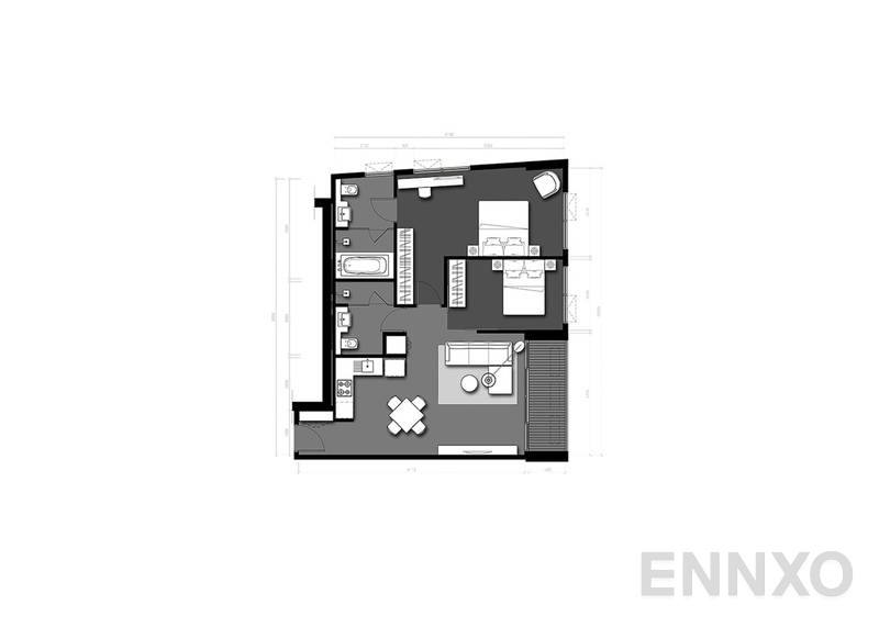 รูปแปลนห้อง 2 Bedrooms ของโครงการ เดอะ ลอฟท์ อโศก