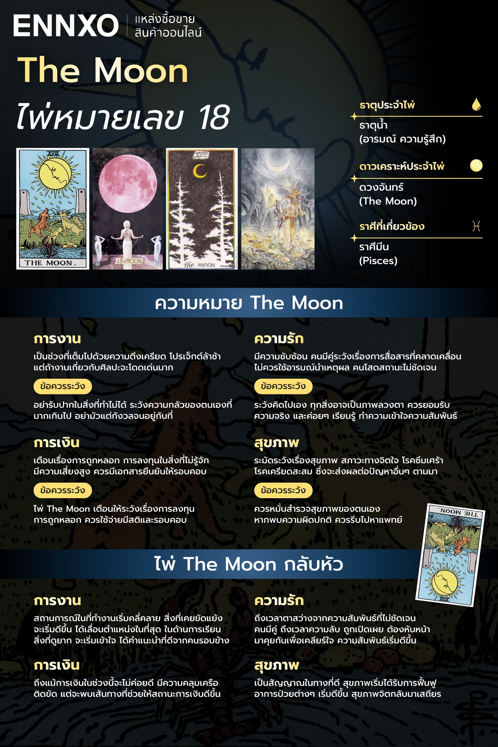 ความหมายทุกด้านของไพ่ The Moon