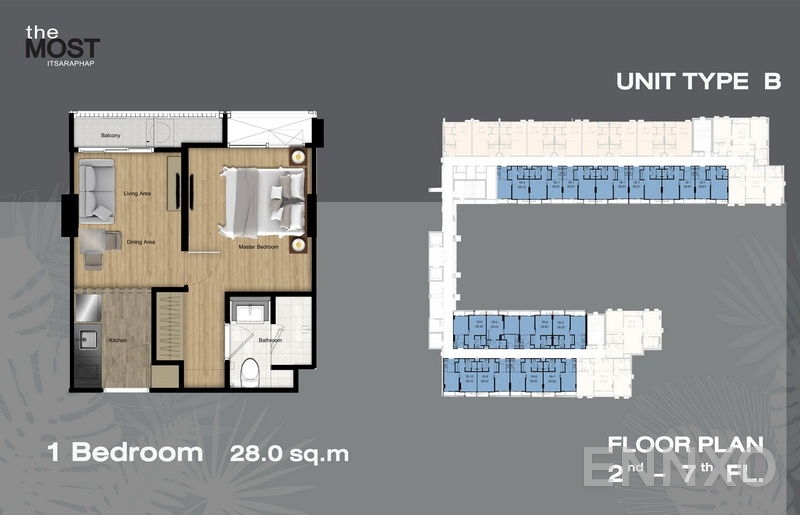 รูปแปลนห้อง 1 Bedroom ของโครงการ The MOST Itsaraphap