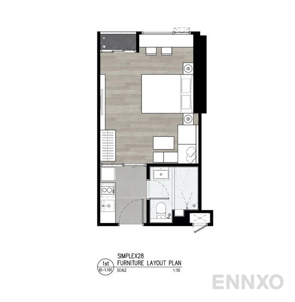 รูปแปลนห้อง 1 Bedroom ของโครงการ เดอะโมส รัตนาธิเบศร์