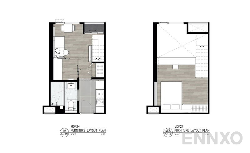 รูปแปลนห้อง 1 Bedroom Double Space ของโครงการ เดอะโมส รัตนาธิเบศร์