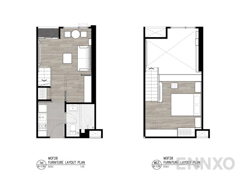 รูปแปลนห้อง 1 Bedroom Double Space ของโครงการ เดอะโมส รัตนาธิเบศร์