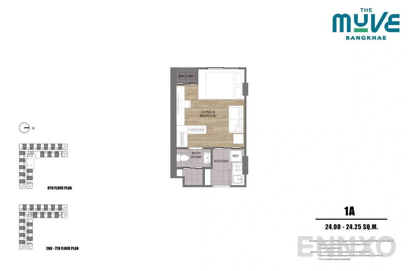รูปแปลนห้อง 1 Bedroom โครงการ The Muve Bangkhae