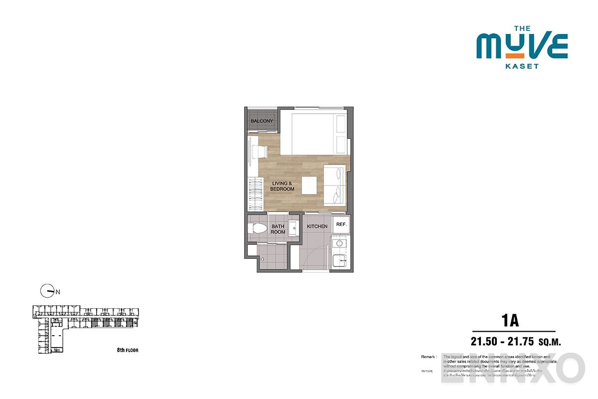 รูปแปลนห้อง Type 1A ของโครงการ The Muve Kaset