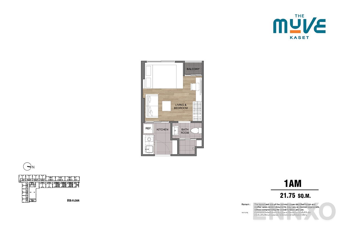 รูปแปลนห้อง Type 1AM ของโครงการ The Muve Kaset