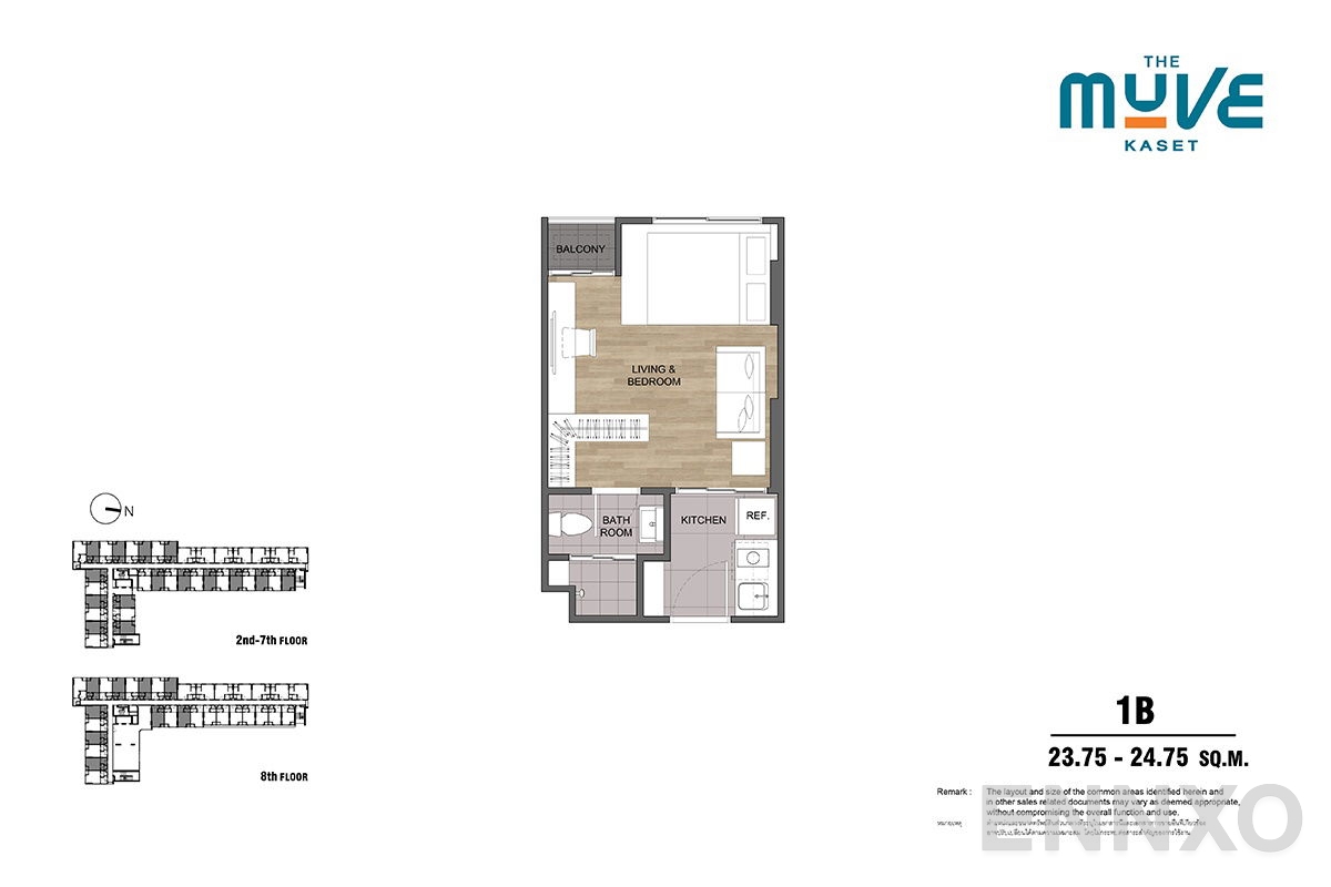 รูปแปลนห้อง Type 1B ของโครงการ The Muve Kaset