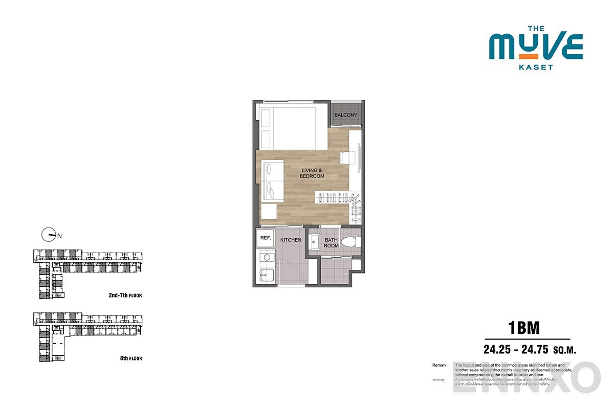 รูปแปลนห้อง Type 1BM ของโครงการ The Muve Kaset