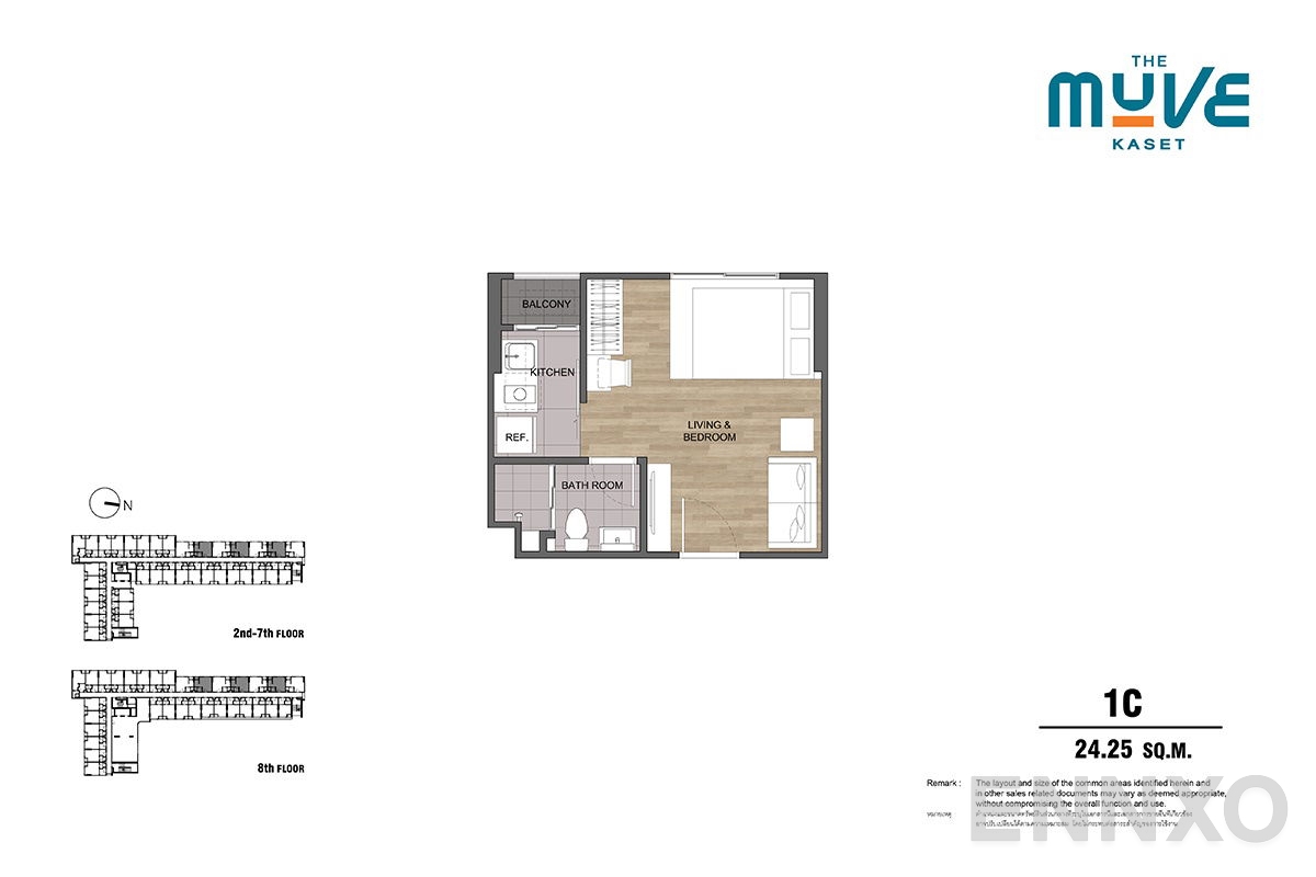 รูปแปลนห้อง Type 1C ของโครงการ The Muve Kaset