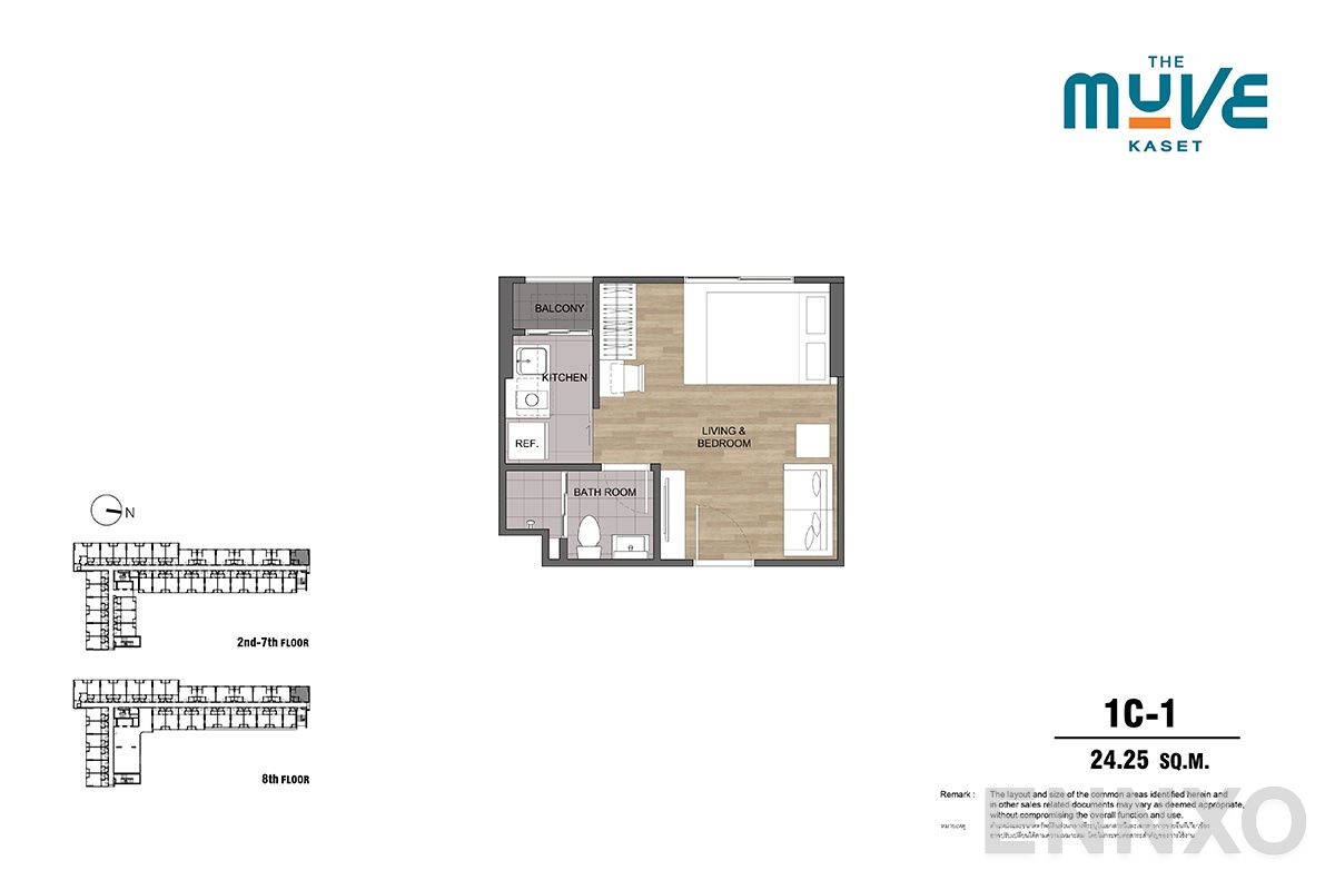 รูปแปลนห้อง Type 1C1 ของโครงการ The Muve Kaset