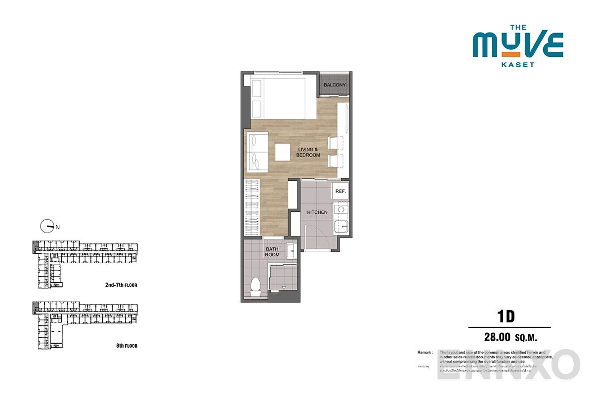 รูปแปลนห้อง Type 1D ของโครงการ The Muve Kaset
