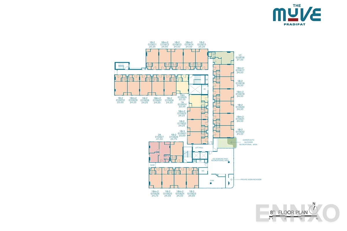 แปลนชั้น 8th Floor ของโครงการ The Muve Pradipat