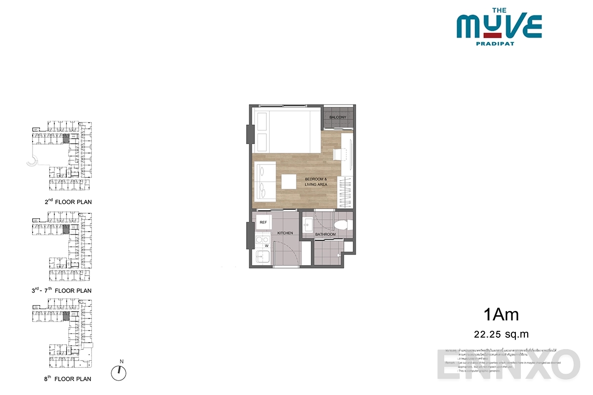 รูปแปลนห้อง 1Am ของโครงการ The Muve Pradipat