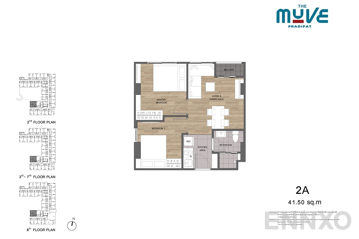 รูปแปลนห้อง 2A ของโครงการ The Muve Pradipat