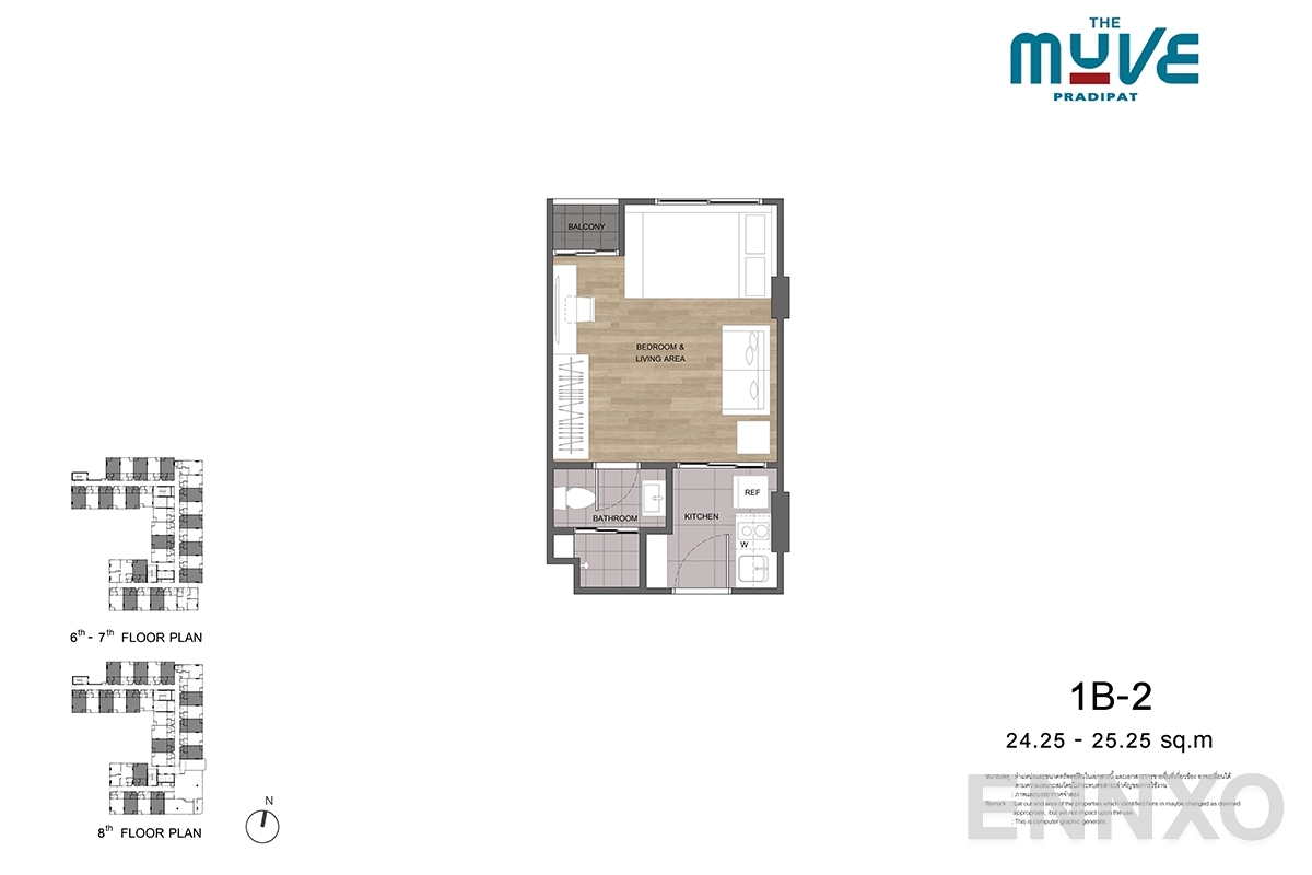 รูปแปลนห้อง 1B-2 ของโครงการ The Muve Pradipat