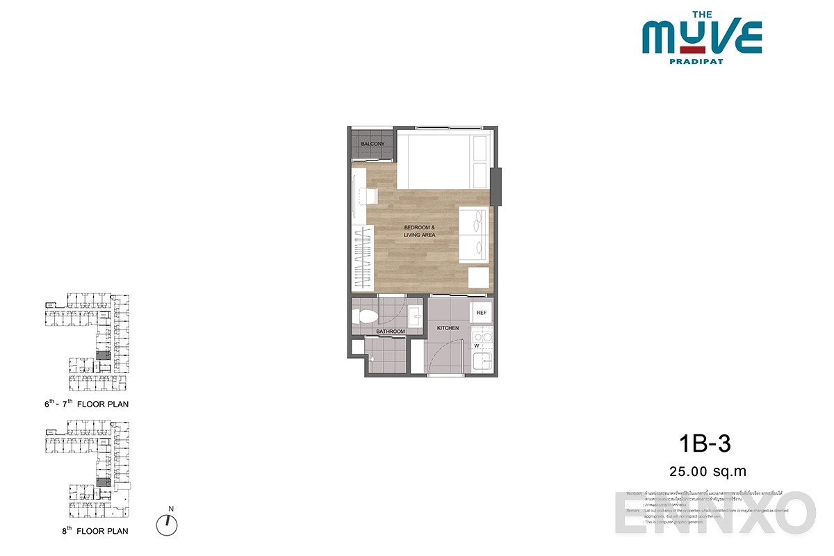 รูปแปลนห้อง 1B-3 ของโครงการ The Muve Pradipat