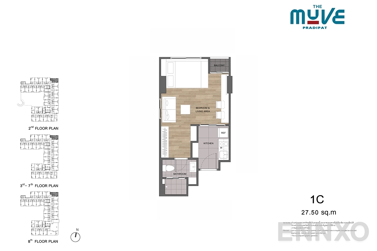 รูปแปลนห้อง 1C ของโครงการ The Muve Pradipat
