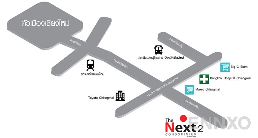 ภาพแผนที่แสดงที่ตั้งโครงการ The Next 2
(เดอะ เน็กซ์ 2 แยกหนองประทีป) และสถานที่โดยรอบ
