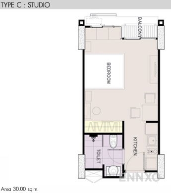 รูปแปลนห้อง Studio โครงการ The Next Sukhumvit 52