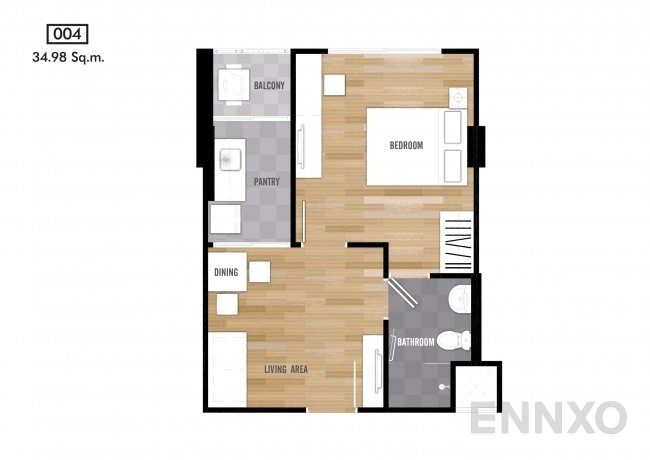 รูปแปลนห้อง Type 004 ของโครงการ เดอะนิช โมโน บางนา