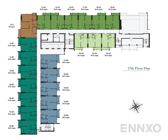 แปลนชั้น 17th Floor ของโครงการ เดอะ นิช ไพรด์ ทองหล่อ-เพชรบุรี