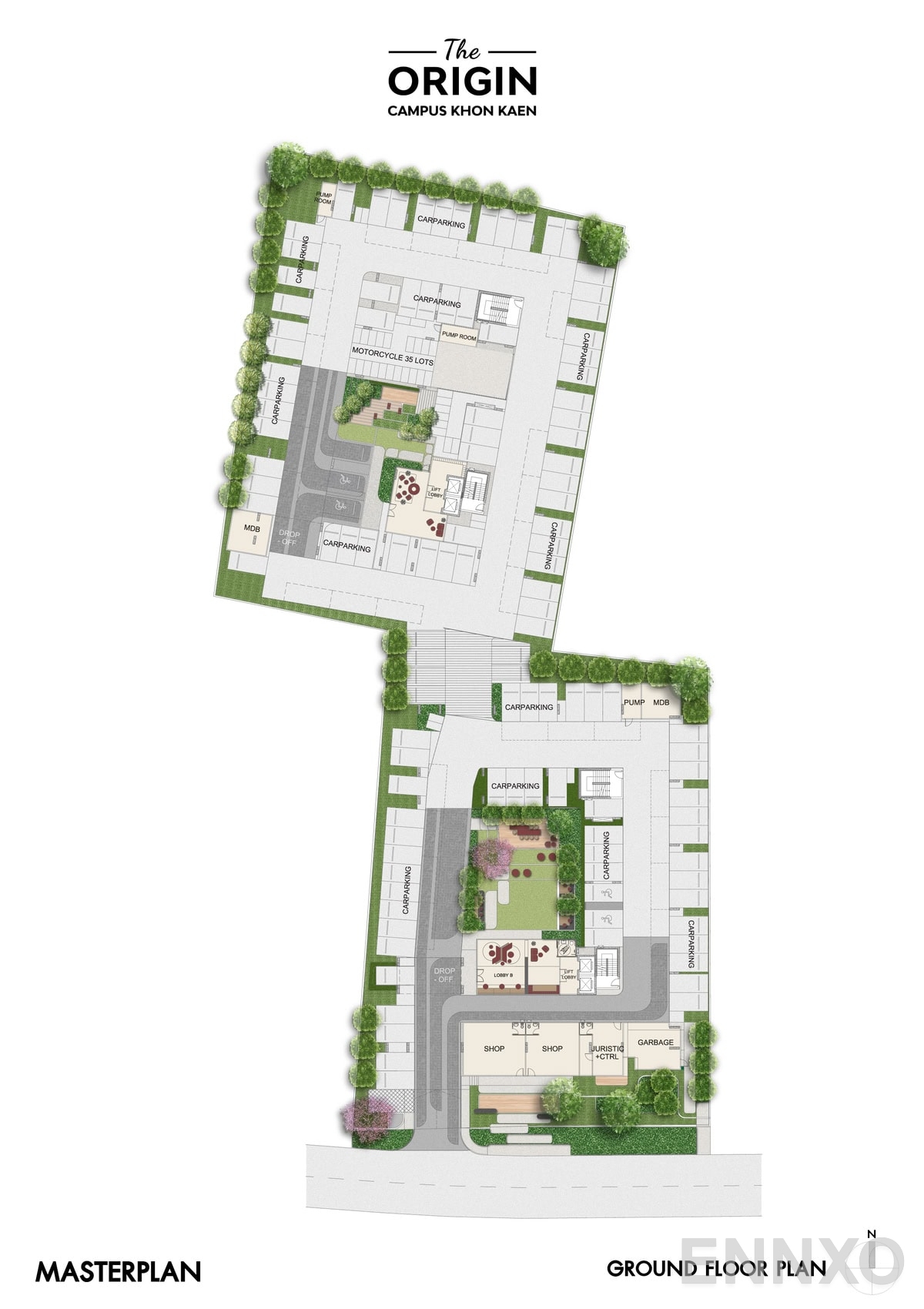 แปลนชั้น Ground Floor ของโครงการ ดิ ออริจิ้น แคมปัส ขอนแก่น