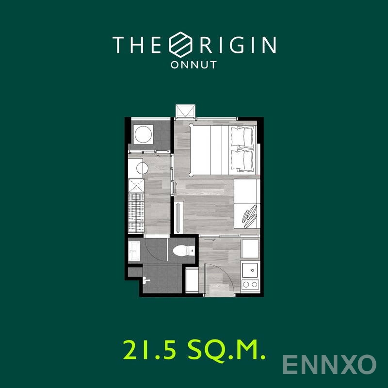 รูปแปลนห้อง 1 Bedroom Smart Closet ของโครงการ ดิ ออริจิ้น อ่อนนุช