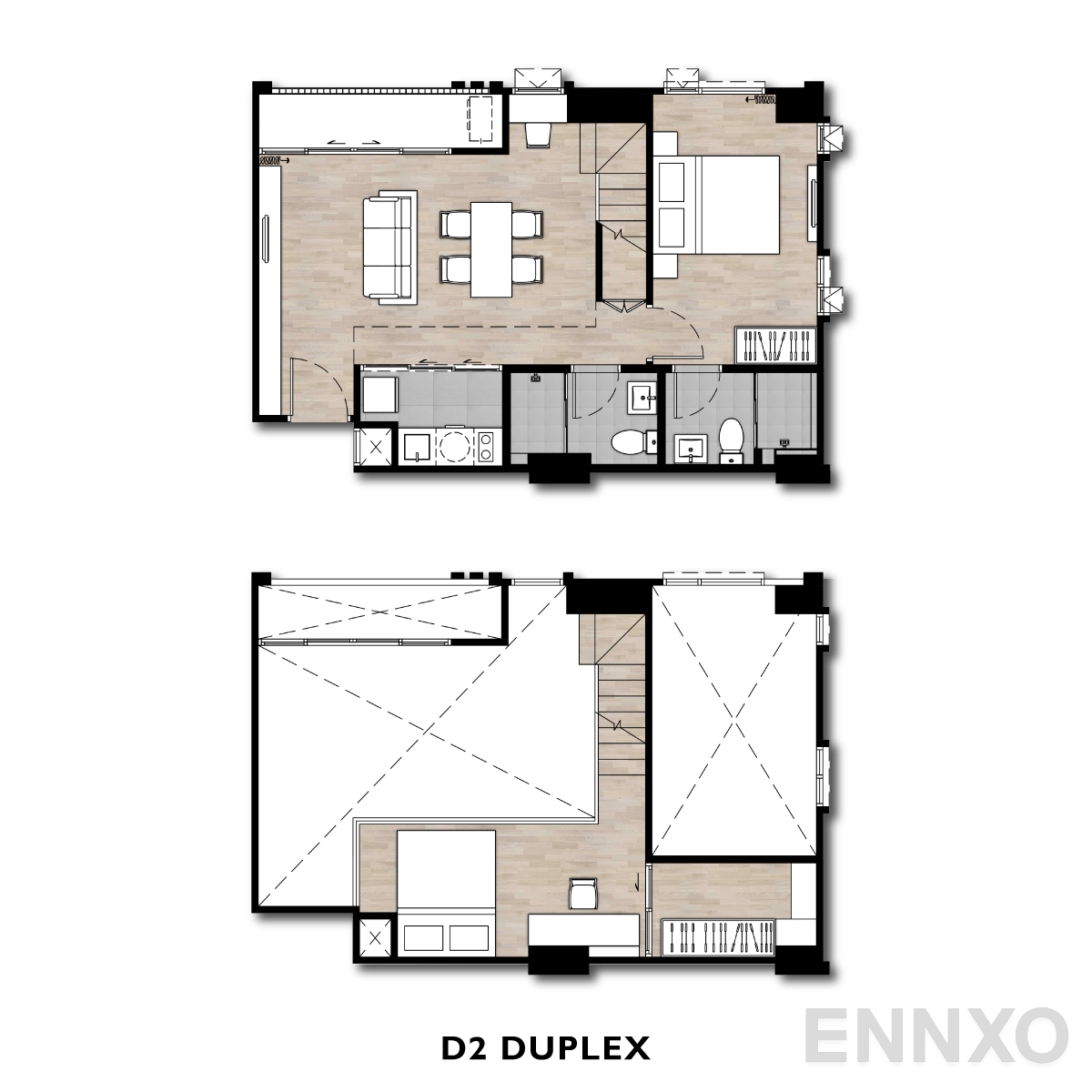 รูปแปลนห้อง D2 DUPLEX ของโครงการ ดิ ออริจิ้น พหลฯ - สะพานใหม่
