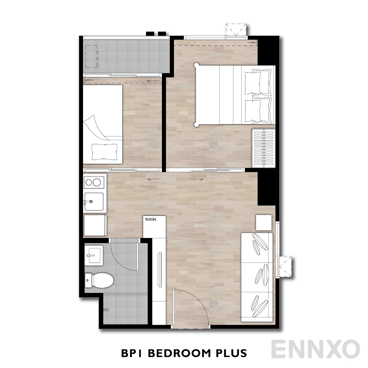 รูปแปลนห้อง BP1 BEDROOM PLUS ของโครงการ ดิ ออริจิ้น พหลฯ - สะพานใหม่