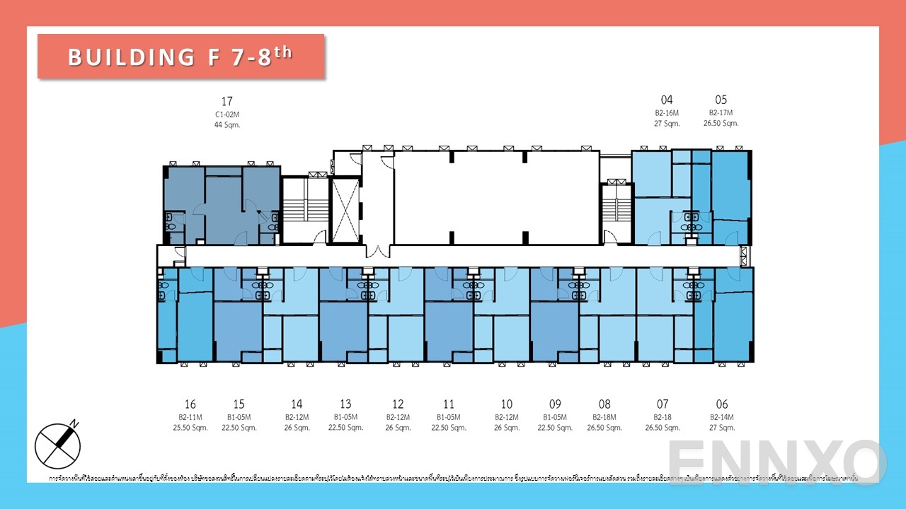 แปลนชั้น Building F 7th - 8th ของโครงการ ดิ ออริจิ้น รามอินทรา 83 สเตชั่น