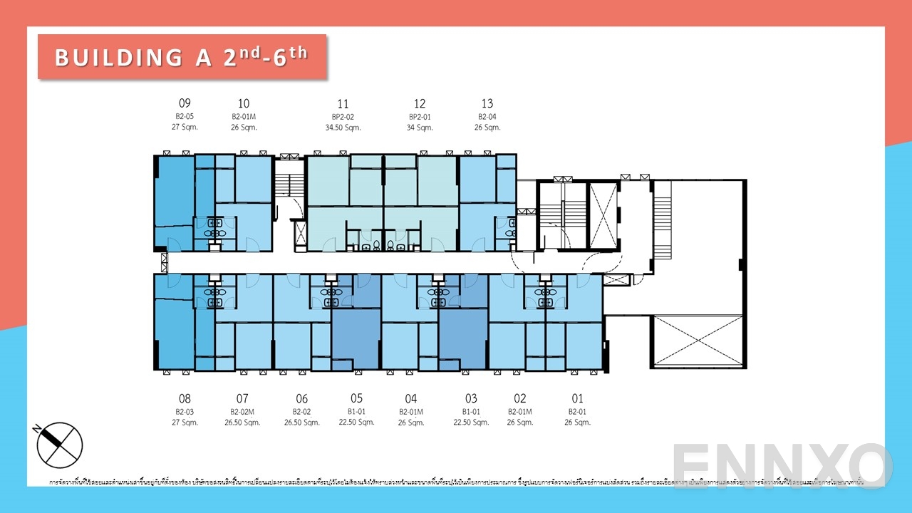 แปลนชั้น Building A 2nd - 6th ของโครงการ ดิ ออริจิ้น รามอินทรา 83 สเตชั่น