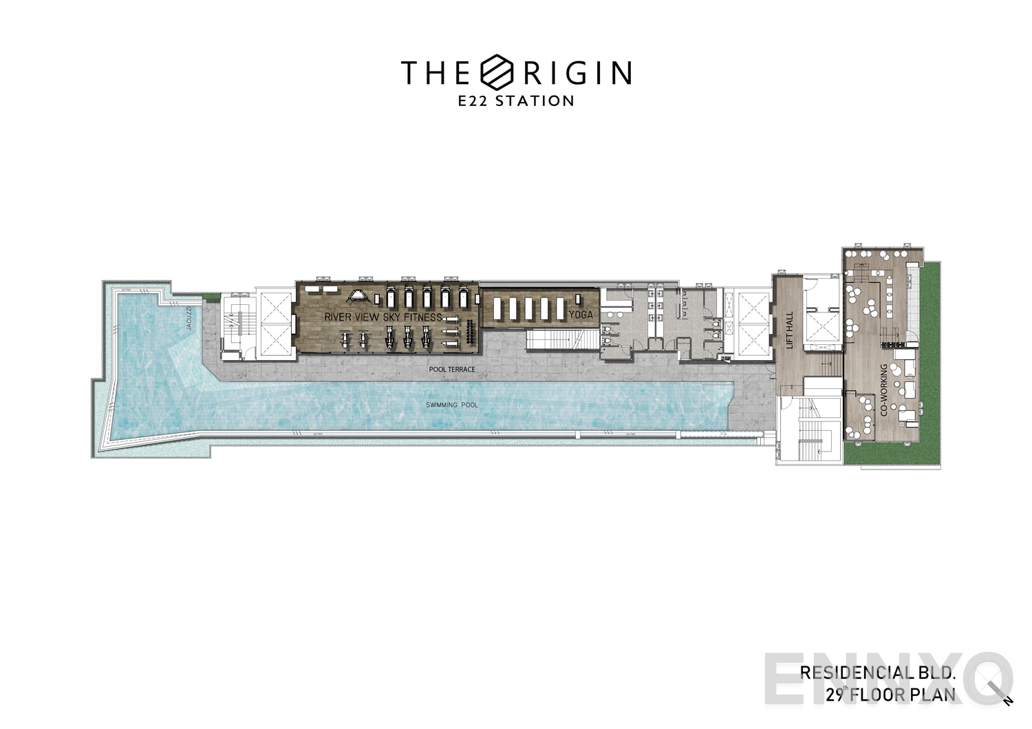 แปลนชั้น 29 Floor Plan ของโครงการ ดิ ออริจิ้น สุขุมวิท - สายลวด E22 สเตชั่น