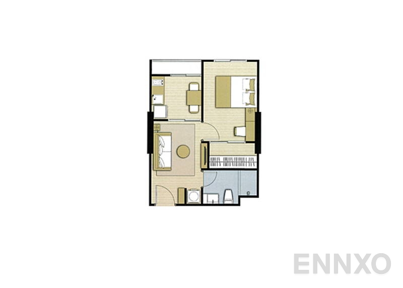 รูปแปลนห้อง Studio ของโครงการ เดอะ พาร์คแลนด์ จรัญ-ปิ่นเกล้า