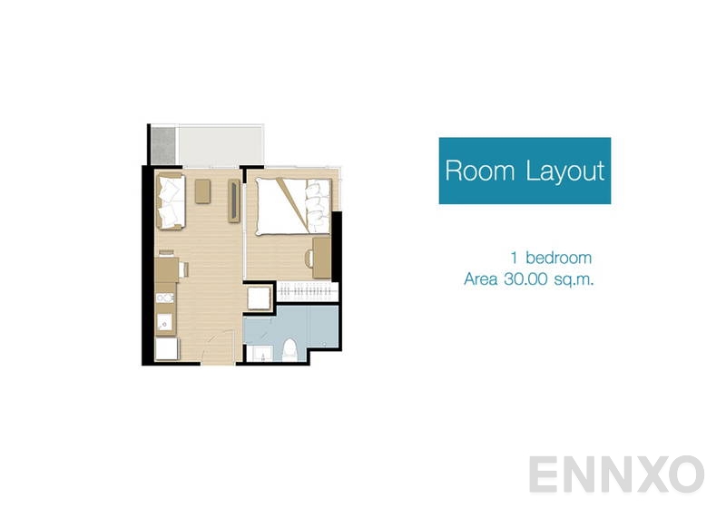 รูปแปลนห้อง 1 Bedroom โครงการ The Parkland Phetkasem